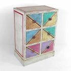 Cômoda de madeira artesanal com gavetas coloridas feita na Itália - Brighella Viadurini