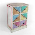 Cômoda de madeira artesanal com gavetas coloridas feita na Itália - Brighella