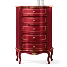 Cômoda de quarto com 5 gavetas de madeira clássicas feitas na Itália - Leonor Viadurini