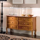 Cômoda Clássica em Madeira de Nogueira 4 ou 6 Gavetas Made in Italy - Katerine Viadurini