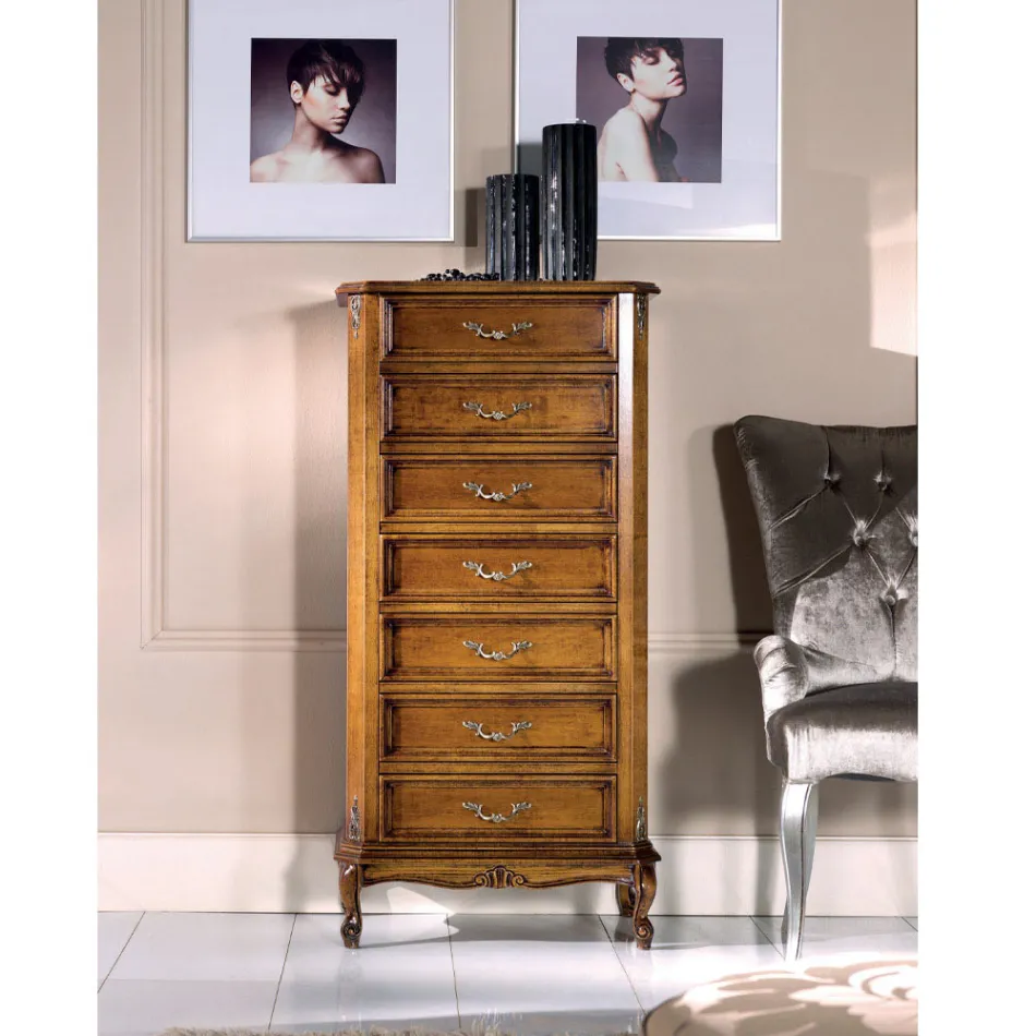 Cômoda de madeira estilo clássico de 7 ou 5 gavetas feita na Itália - Richard Viadurini