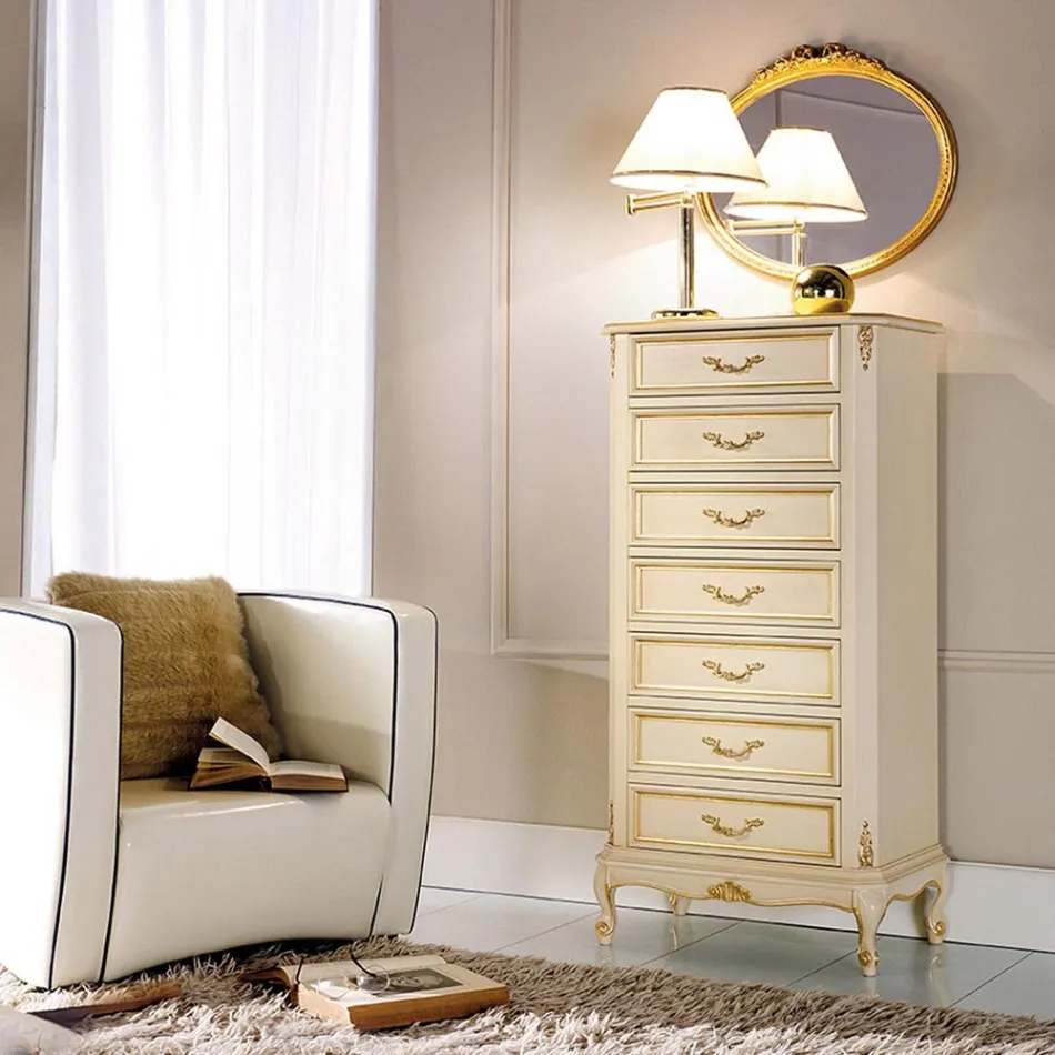 Cômoda de madeira estilo clássico de 7 ou 5 gavetas feita na Itália - Richard Viadurini