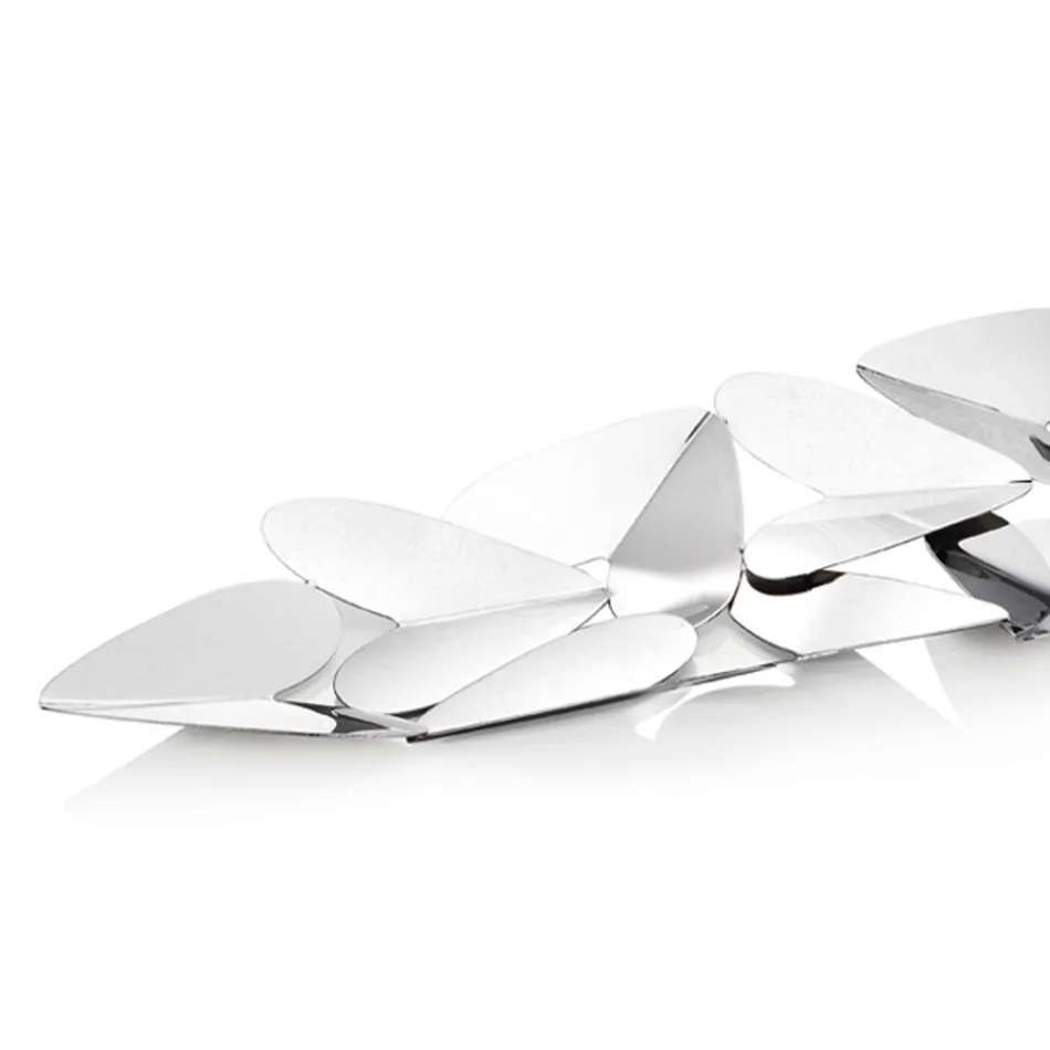 Peça central linear com design italiano de corações de metal prateado - Arlan Viadurini