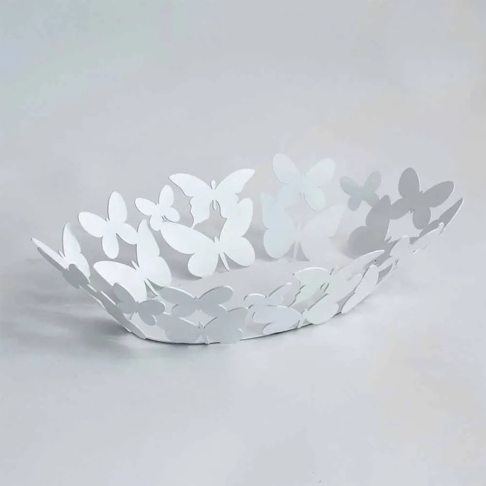 Peça central oval moderna em ferro branco ou bege fabricada na Itália - Leiden Viadurini