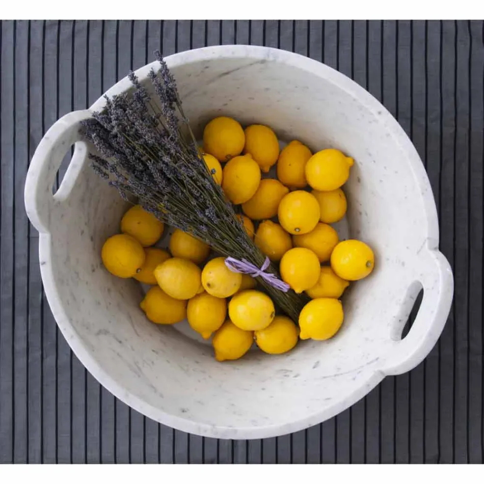 Cesta em Mármore Carrara Branco de Design de Luxo Italiano - Tinozzo Viadurini