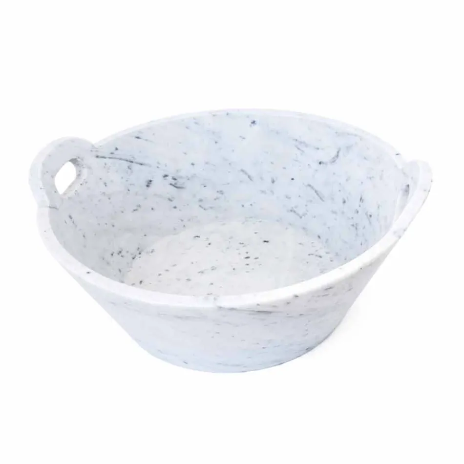 Cesta em Mármore Carrara Branco de Design de Luxo Italiano - Tinozzo Viadurini