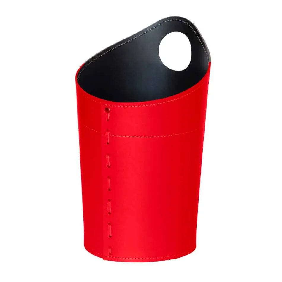 Cesto de lixo de papel reciclado em couro artesanal Ambrogio Viadurini