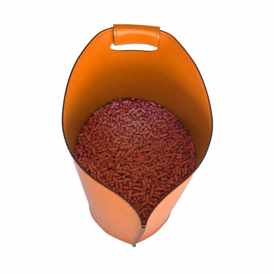 Cesto de peletes de couro interno 15 Kg de design Sapel Viadurini