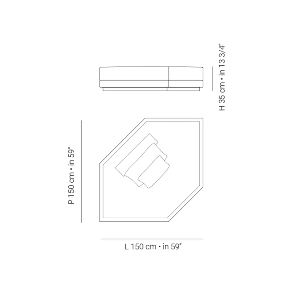 Espreguiçadeira de jardim de canto em tecido fabricado na Itália - Rubik Viadurini