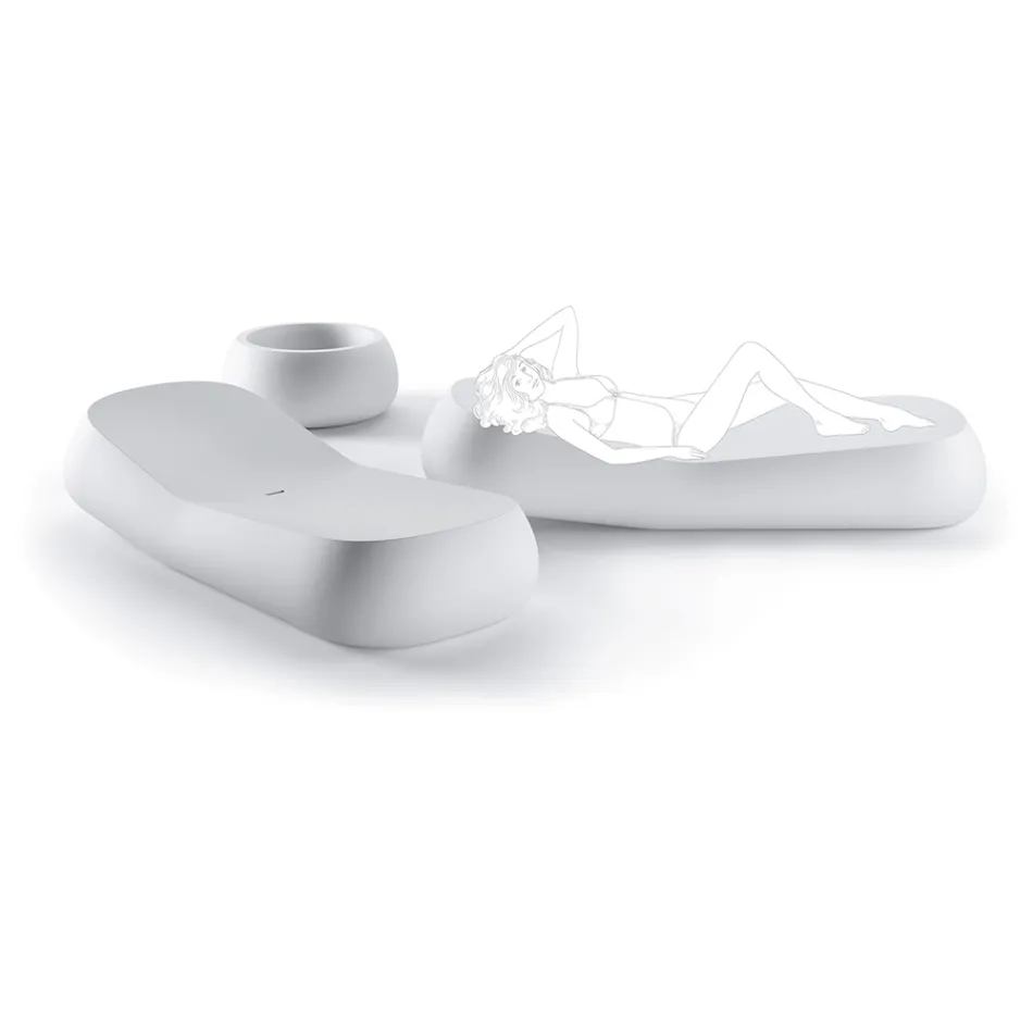 Espreguiçadeira Exterior Design em Polietileno Branco Fabricado na Itália - Ervin Viadurini