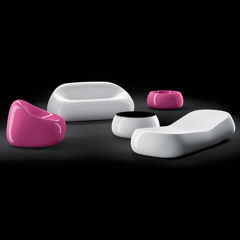 Espreguiçadeira Exterior Design em Polietileno Branco Fabricado na Itália - Ervin Viadurini