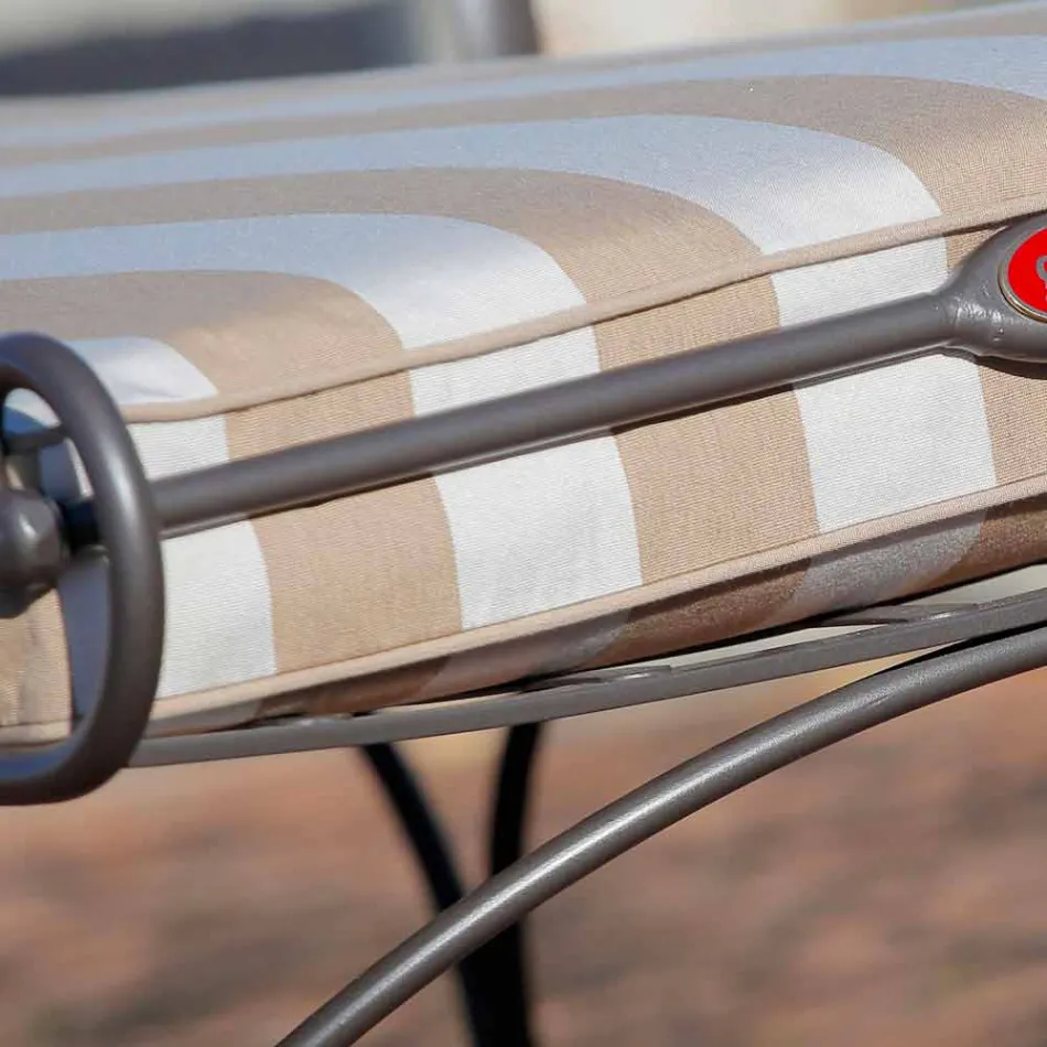Espreguiçadeira ao ar livre em ferro e tecido feito à mão na Itália - relaxe Viadurini