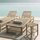 Espreguiçadeira Outdoor em Ramos de Teca e Tecelagem de Fibra Sintética - Tecno Viadurini