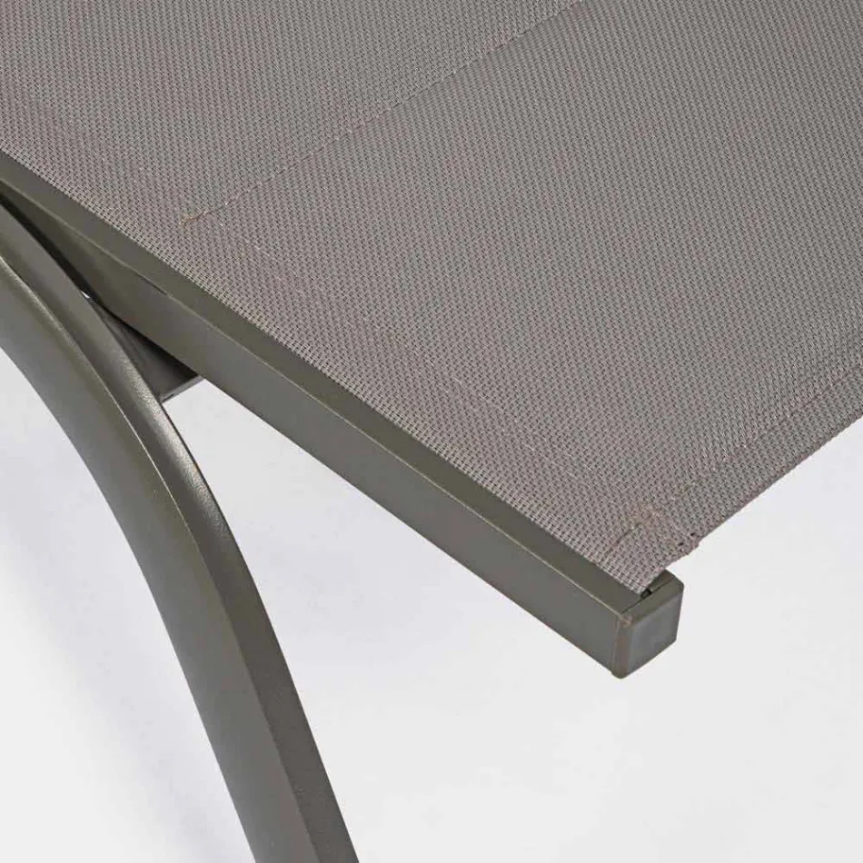 Espreguiçadeira Externa em Textilene e Alumínio com Rodas, 4 Peças - Babilônia Viadurini