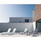 Espreguiçadeira Externa em Textilene e Alumínio com Rodas, 4 Peças - Babilônia Viadurini