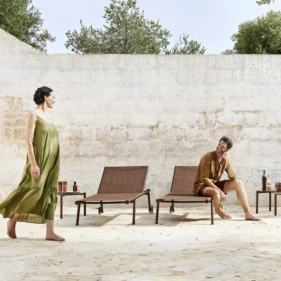 Jardim Chaise Longue Alumínio e Tecido Técnico - Bahia by Varaschin Viadurini