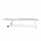 Espreguiçadeira de jardim com rodas e encosto reclinável, 4 peças - Babilônia Viadurini