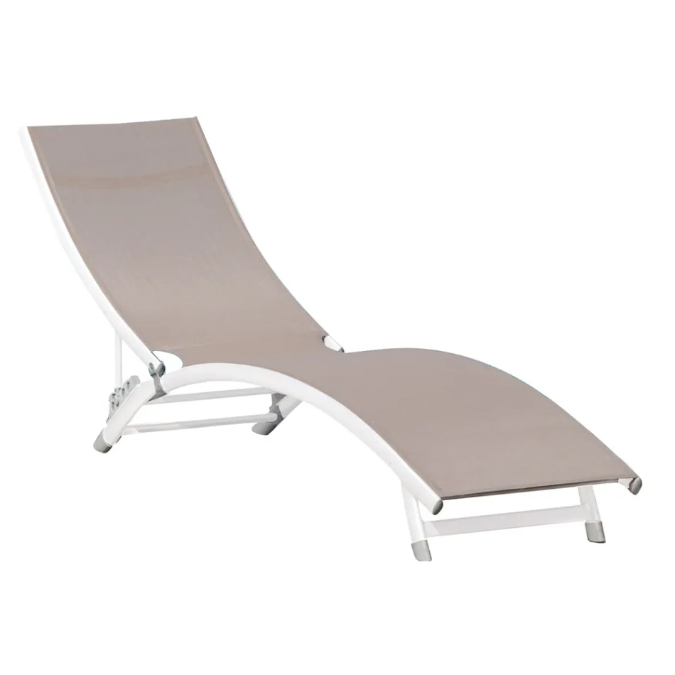 Chaise Longue de Jardim com Estrutura de Alumínio Branco - Berranger Viadurini