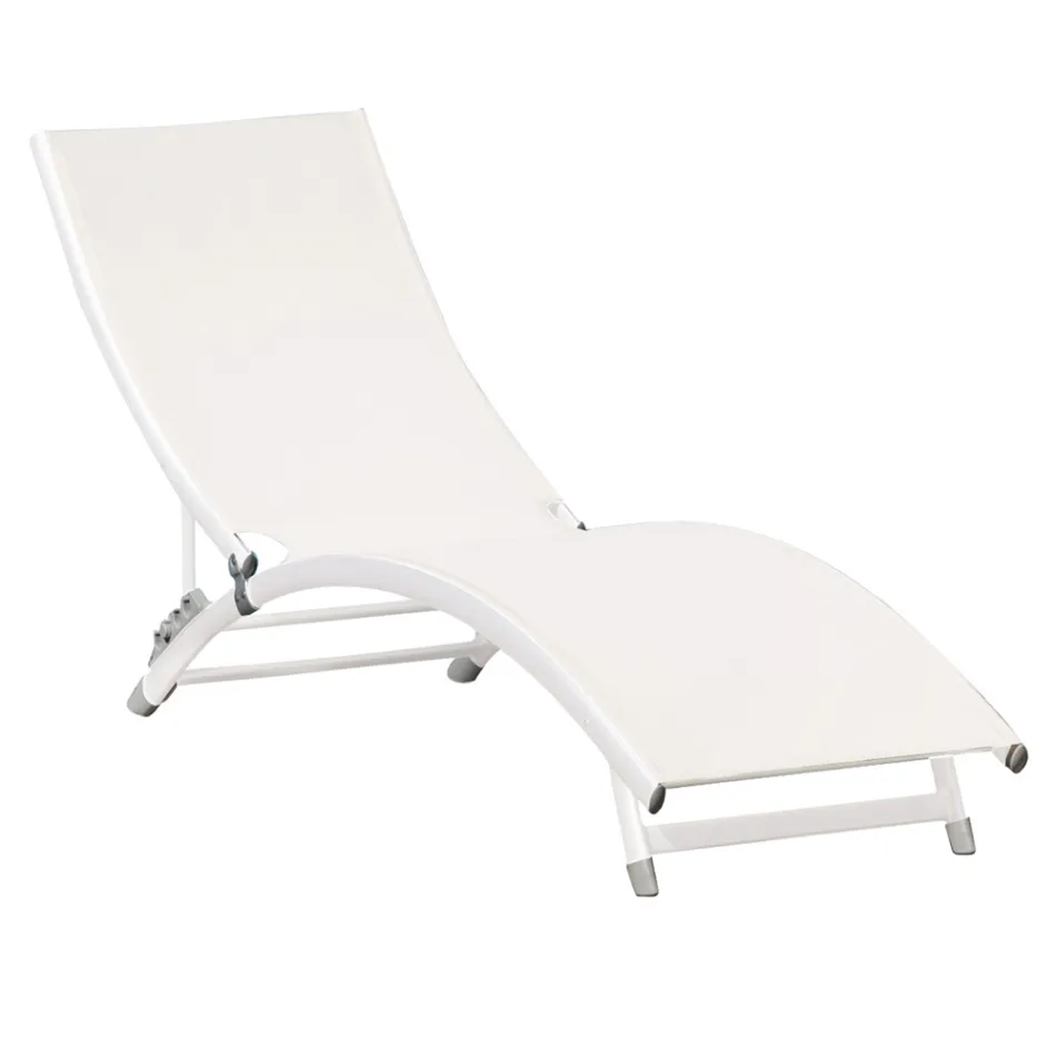 Chaise Longue de Jardim com Estrutura de Alumínio Branco - Berranger Viadurini