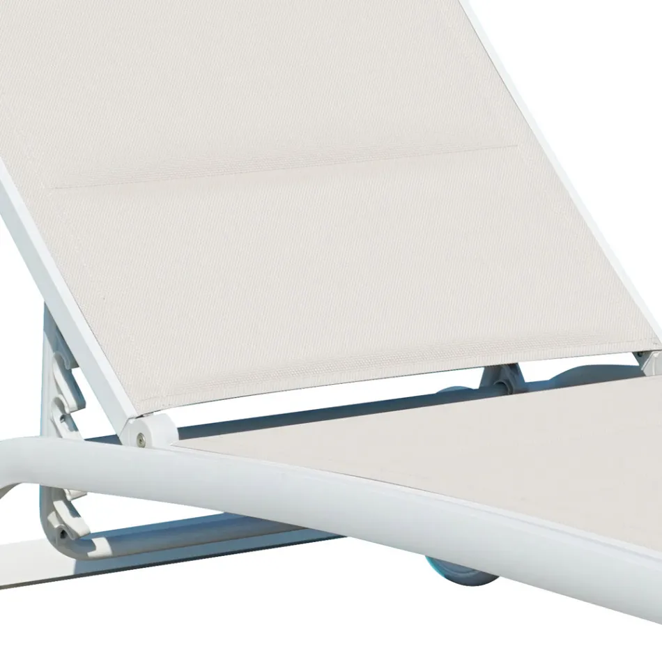 Chaise Longue de Jardim em Alumínio com Assento em Têxtil - Zohra Viadurini