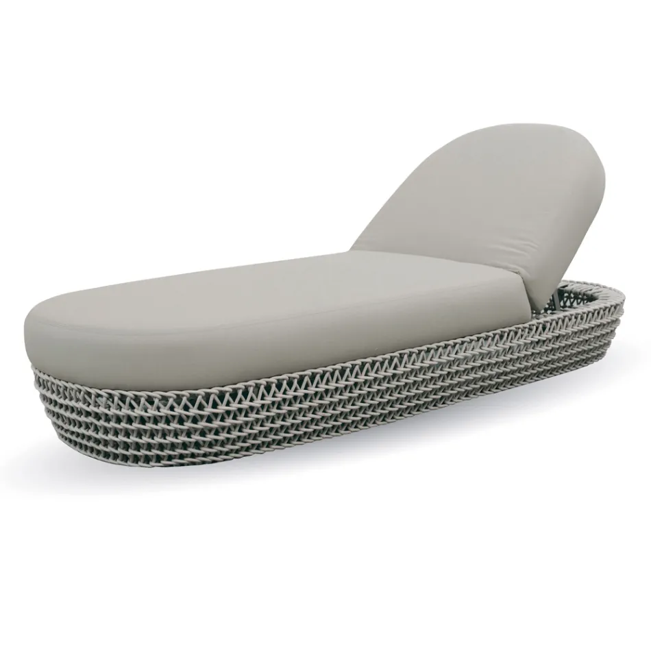 Chaise longue de borracha para jardim com estrutura de corda - Shuffle Viadurini