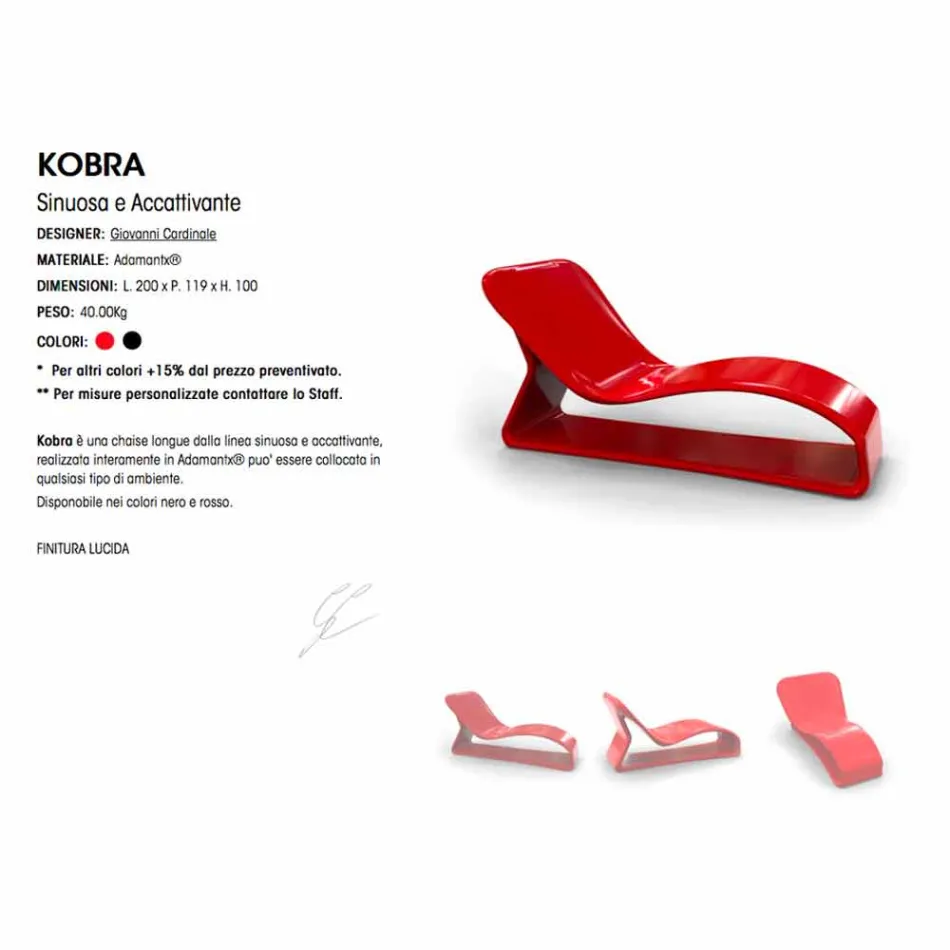 Chaise Longue Design Moderno Kobra Feito na Itália Viadurini