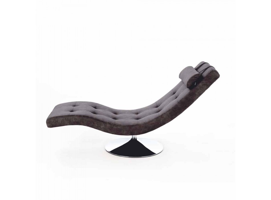 Chaise longue de design moderno em couro sintético e metal cromado - Conforto Viadurini