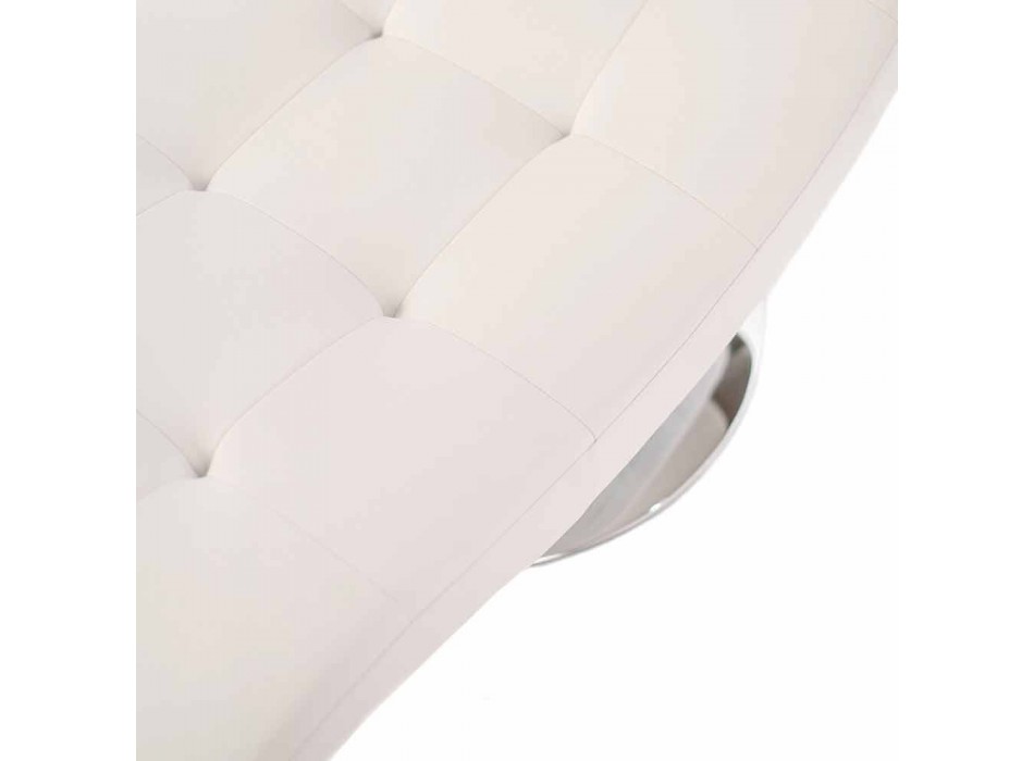 Chaise longue de design moderno em couro sintético e metal cromado - Conforto Viadurini