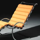 Chaise longue de couro com estrutura de aço cromado fabricada na Itália - Beirute Viadurini