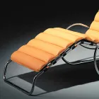 Chaise longue de couro com estrutura de aço cromado fabricada na Itália - Beirute Viadurini