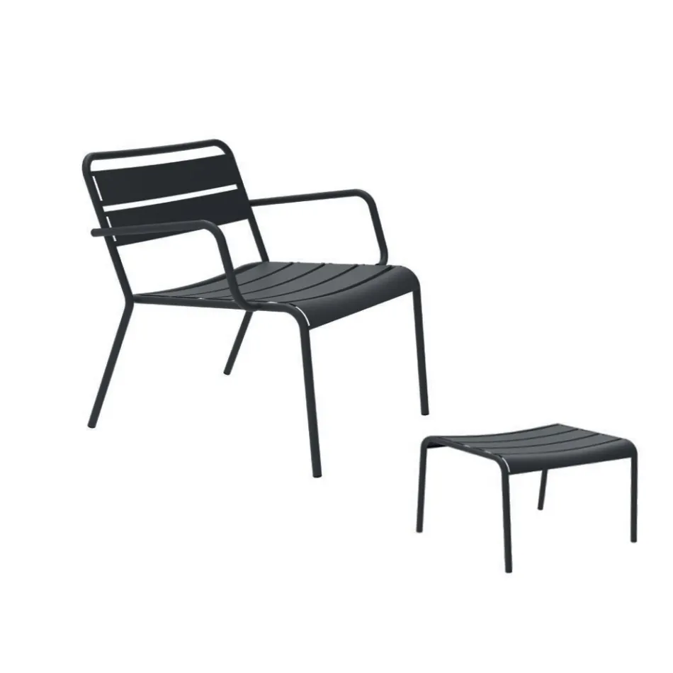 Espreguiçadeira ao ar livre com apoio para os pés de metal fabricado na Itália - Amina Viadurini