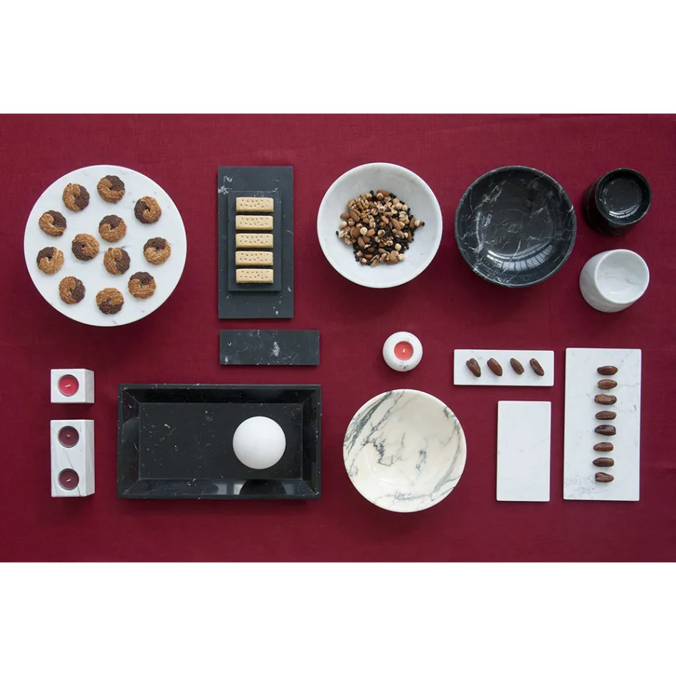 Fruteira em mármore Portoro, Marquinia ou Paonazzo Made in Italy - Fruit Viadurini