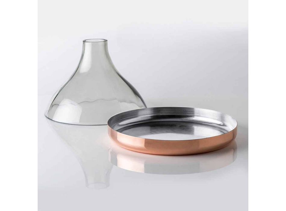 Cloche de vidro com bandeja de cobre 2 peças de design moderno e luxuoso - Doriana Viadurini