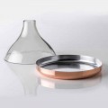 Cloche de vidro com bandeja de cobre 2 peças de design moderno e luxuoso - Doriana
