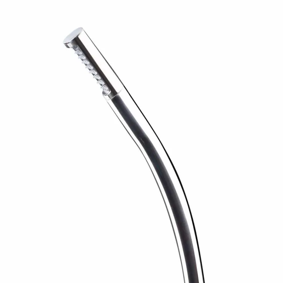 Coluna de chuveiro externo em aço com chuveiro embutido feito na Itália - Yuki Viadurini