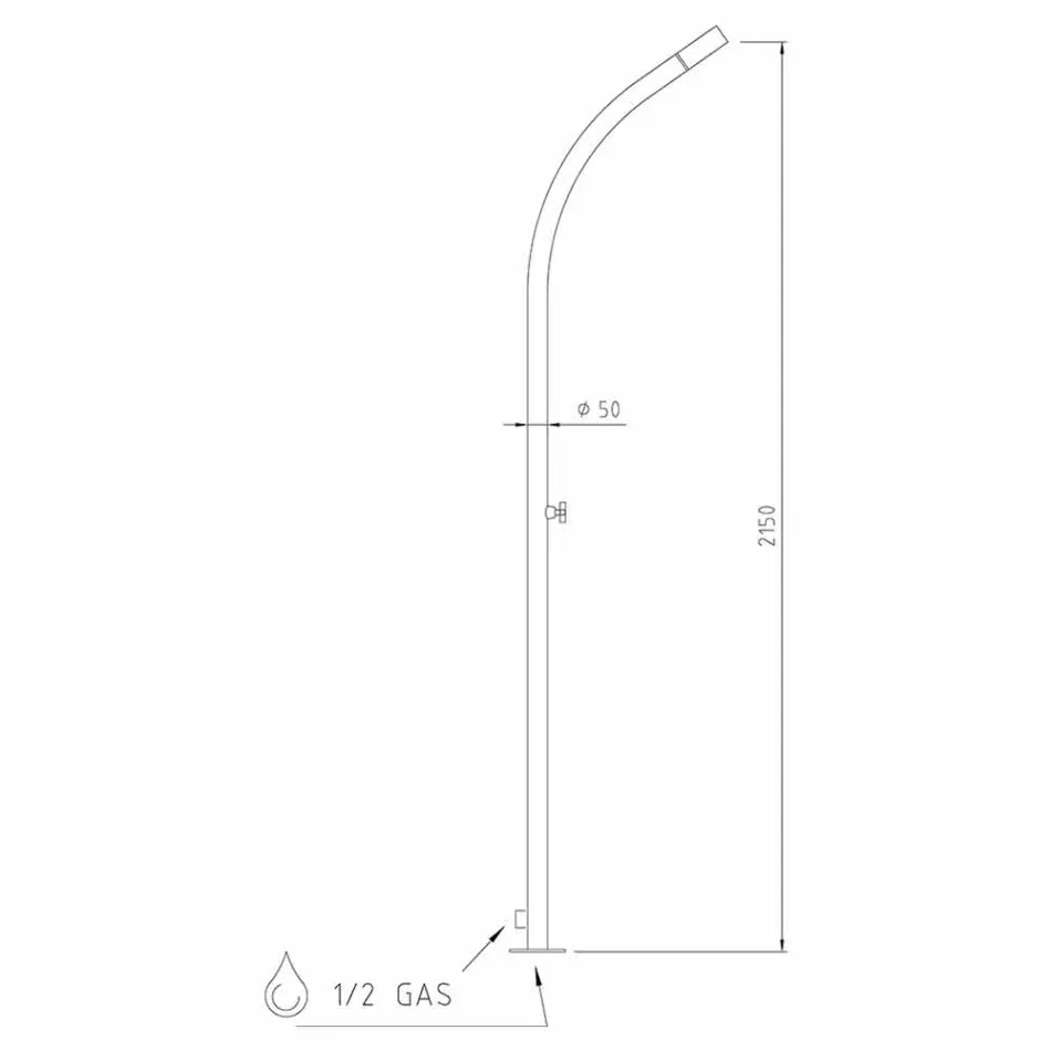 Coluna de chuveiro externo em aço com chuveiro embutido feito na Itália - Yuki Viadurini