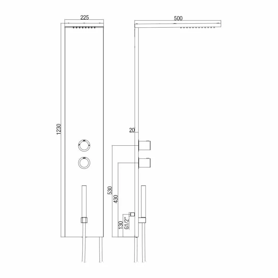 Coluna Termostática de Chuveiro de Parede em Aço Inoxidável Cromado Fabricado na Itália - Pampo Viadurini