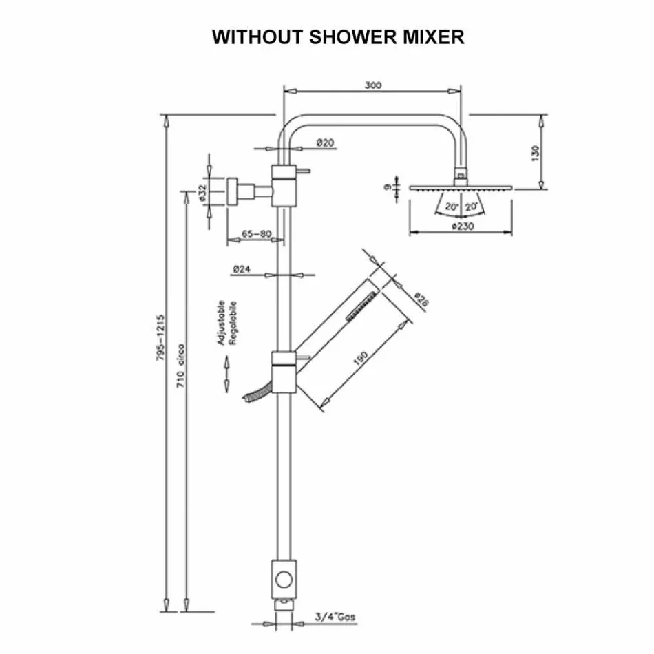Coluna de banho de latão com ducha higiênica e chuveiro feito na Itália - capô Viadurini