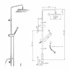 Coluna de duche em latão com cabeça de chuveiro e duche de mão em Abs Made in Italy - Lesio Viadurini