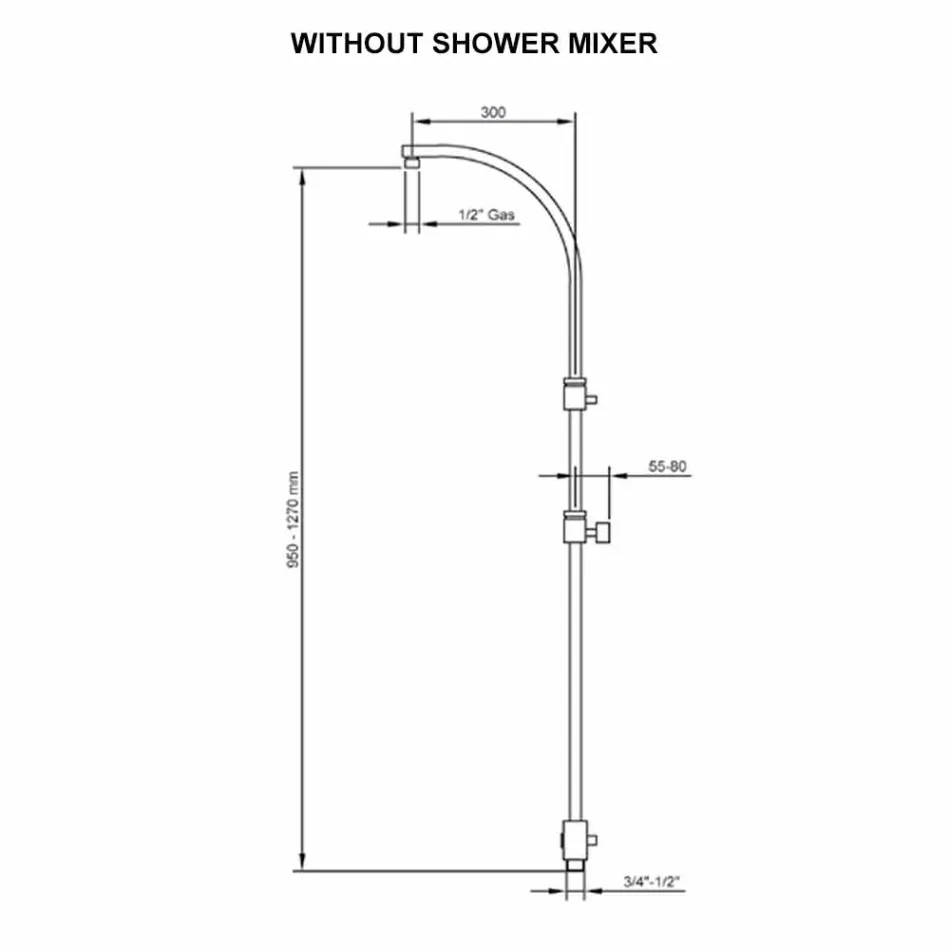 Coluna de chuveiro de latão com chuveiro redondo de aço feito na Itália - Kennedy Viadurini