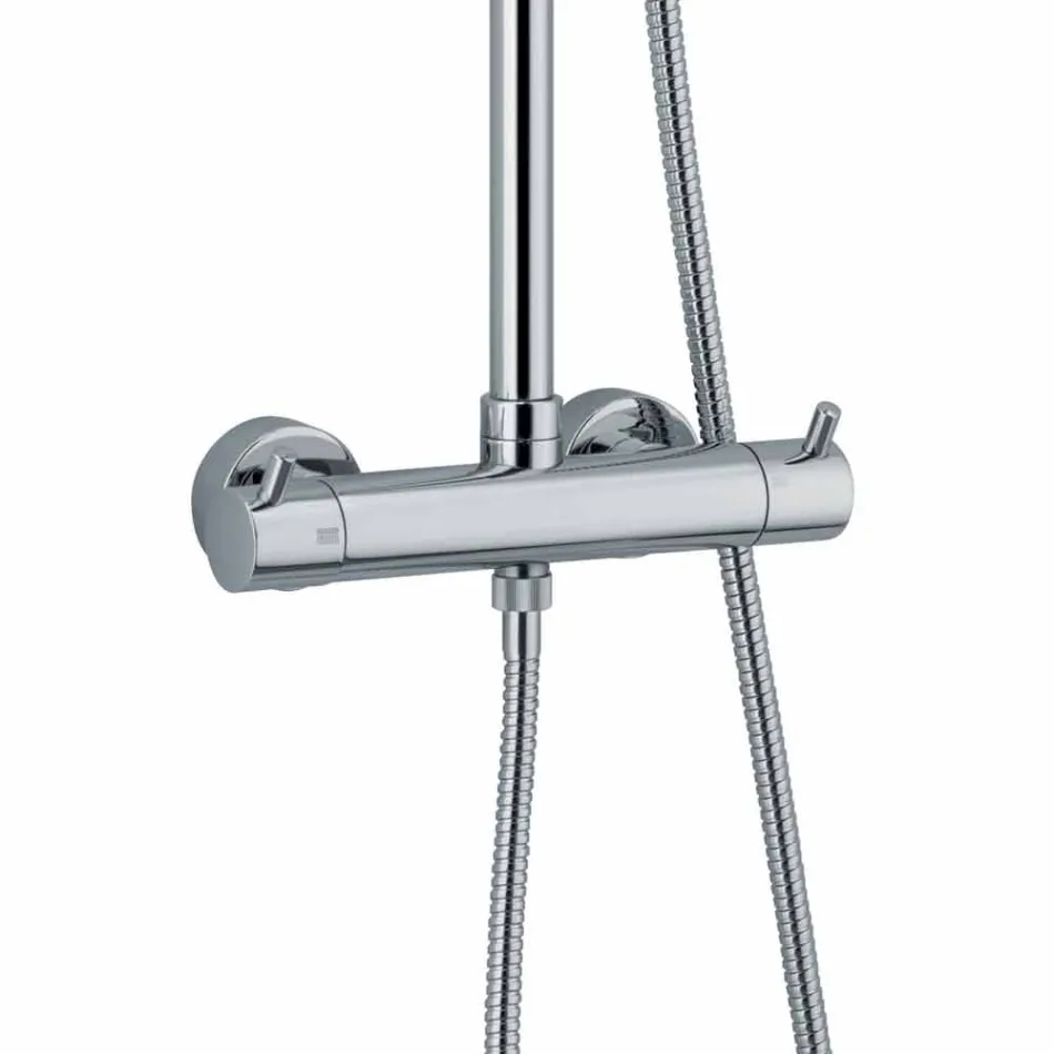 Coluna de duche em latão cromado com mangueira flexível e duche de mão made in Italy - Griso Viadurini