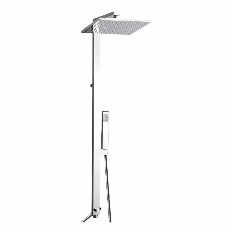 Coluna de duche em latão cromado com cabeça de duche em aço Made in Italy - Marlo Viadurini