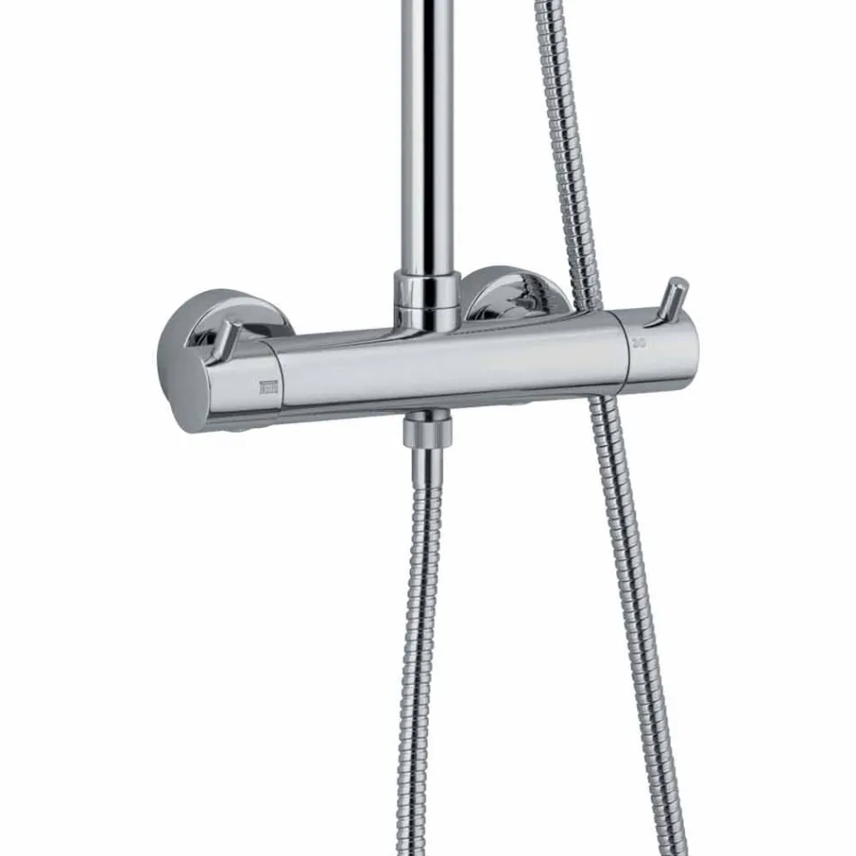 Coluna de duche em latão cromado com cabeça quadrada Made in Italy - Griso Viadurini