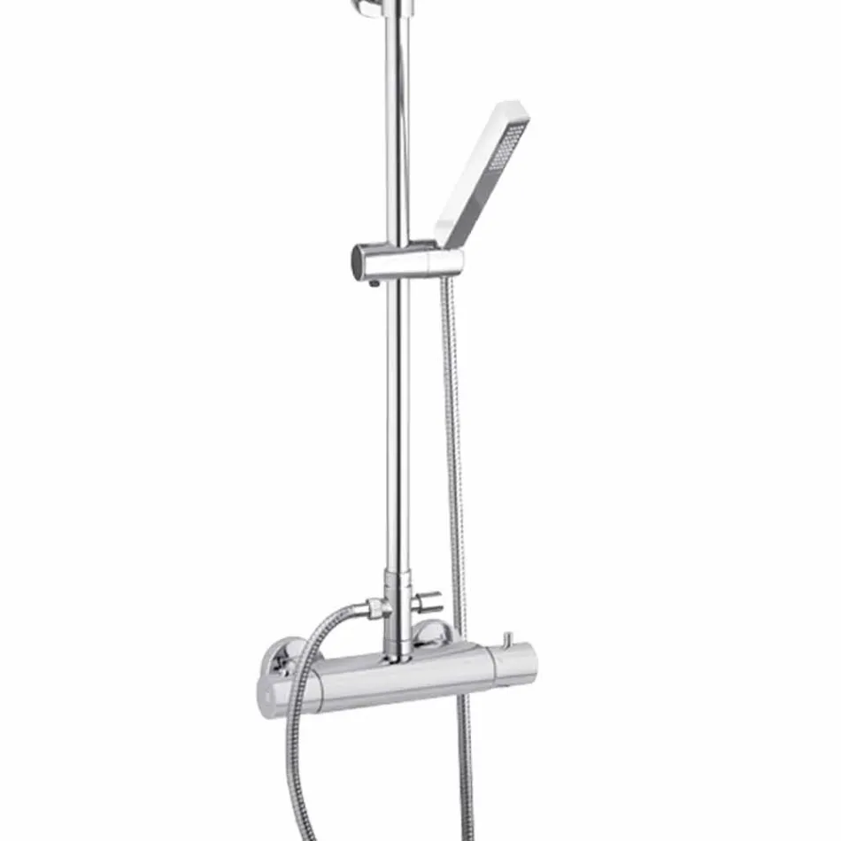 Coluna de duche em latão cromado com cabeça quadrada Made in Italy - Studio Viadurini