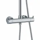 Coluna de duche em latão cromado com cabeça de duche redonda Made in Italy - Griso Viadurini