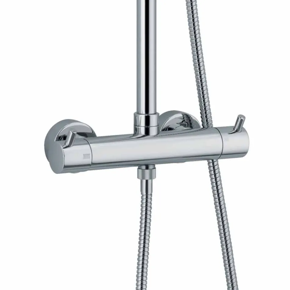 Coluna de duche em latão cromado com cabeça de duche redonda Made in Italy - Griso Viadurini