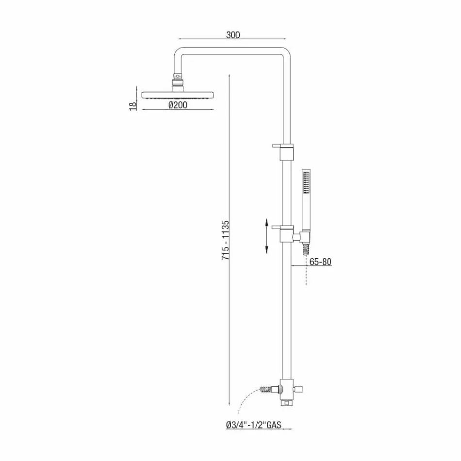 Coluna de chuveiro telescópica e ajustável em latão cromado Made in Italy - Naspo Viadurini
