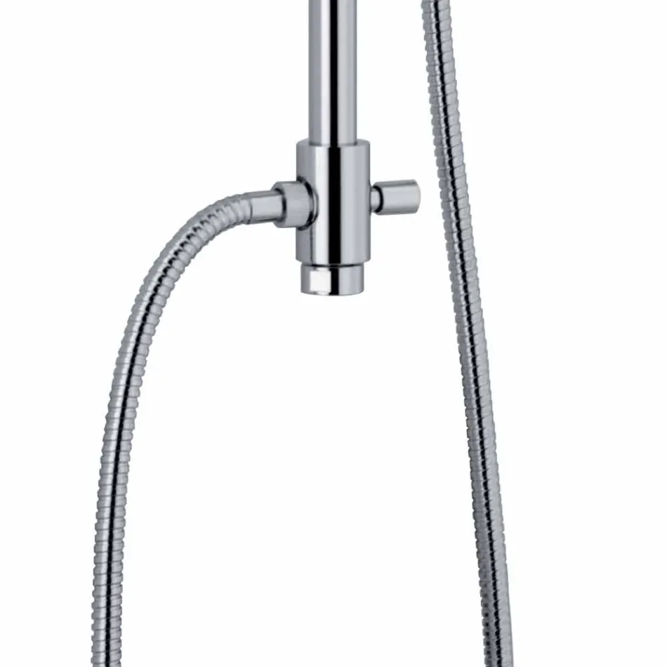 Coluna de Chuveiro Telescópica em Latão com Cabeça de Chuveiro Redonda Made in Italy - Lenio Viadurini