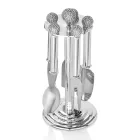 Facas de Queijo em Metal Prateado com Cristais 5 Peças - Marfio Viadurini