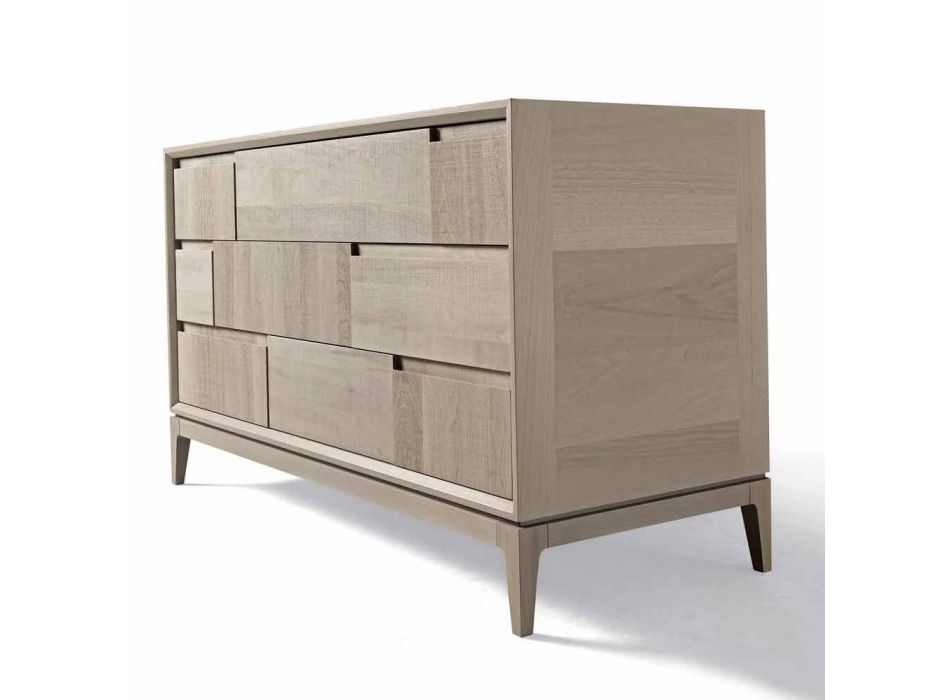 Dresser 3 gavetas design moderno em nogueira sólida, Nino Viadurini